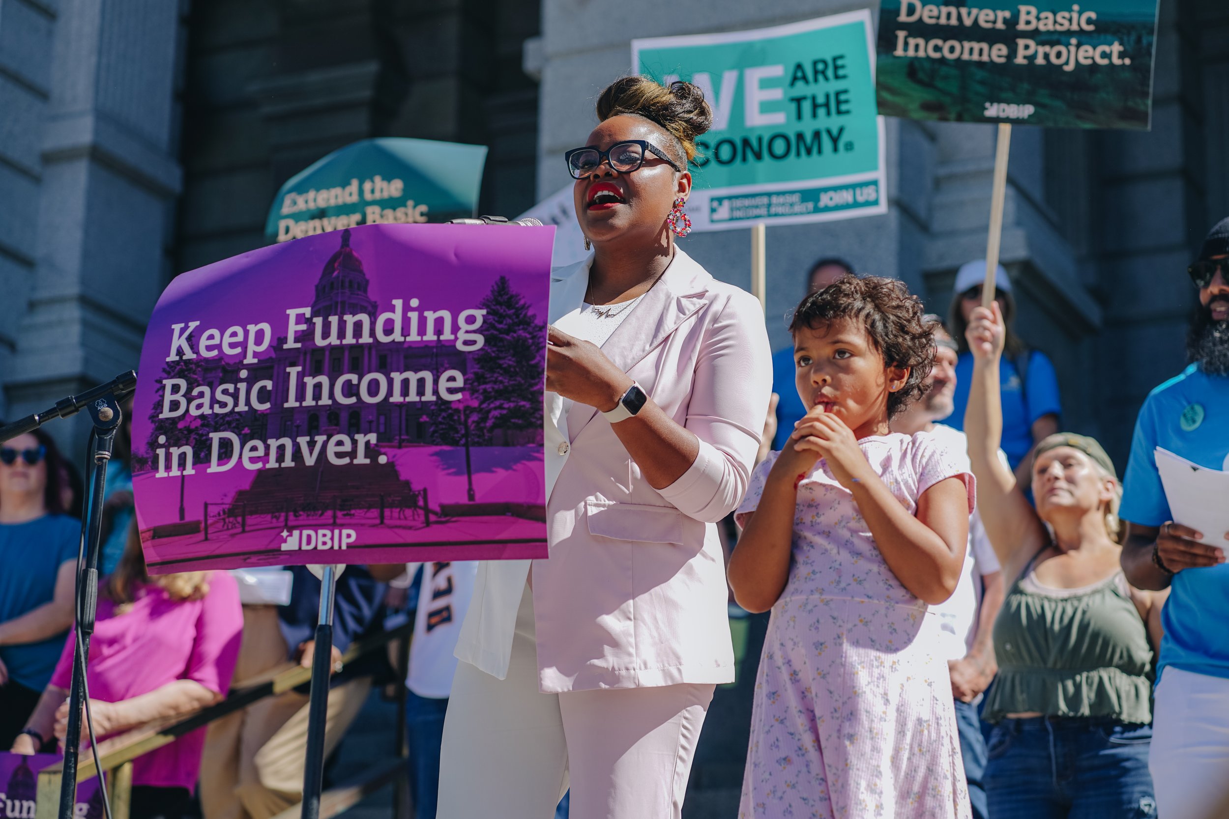 Rally supporting the Denver Basic Income Program