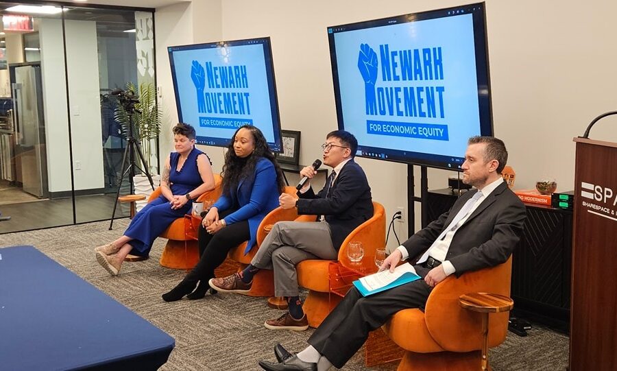 Peter Chen discussing in Newark Movement for Economic Equity