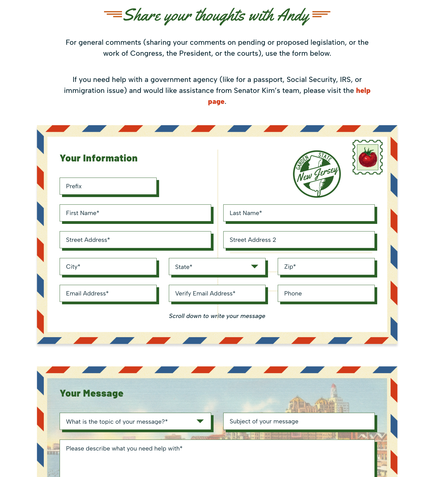 contact senator andy kim form